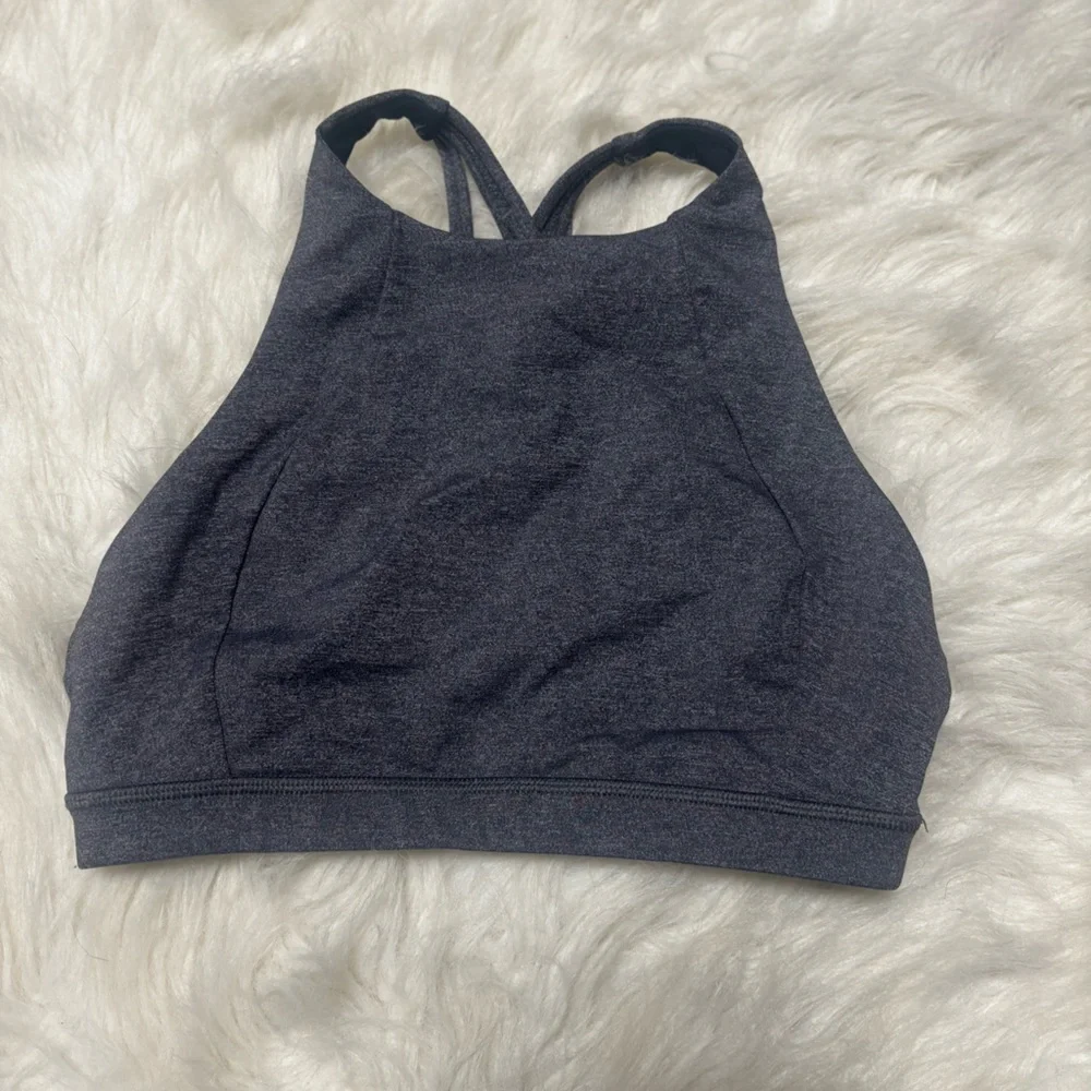 Lululemon Free to be Serene High Heck Sports Bra Heathered Black / Gray size 6